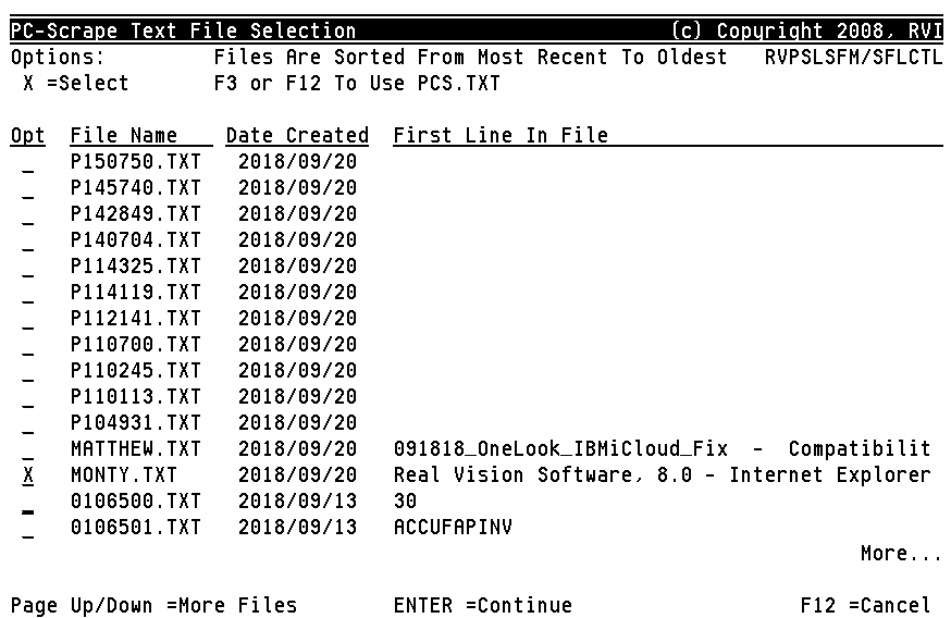 Text File Selection