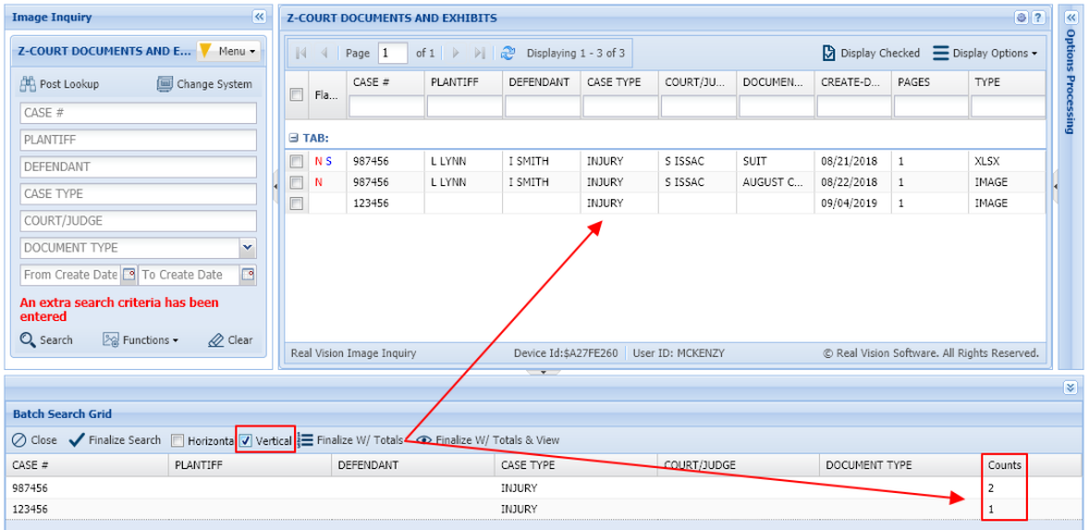 Vertical Search Finalize W/Totals