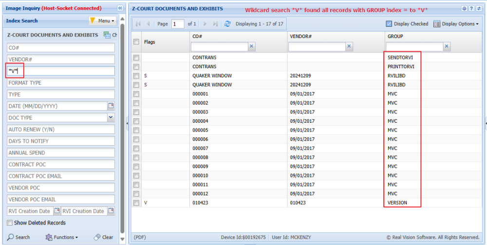 Wildcard Search with *Z174x