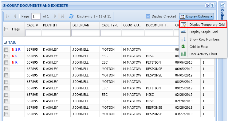 Display Temporary Grid