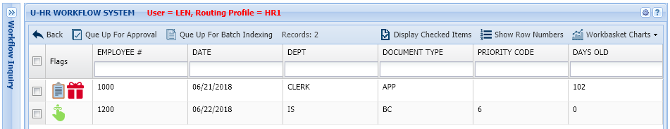 WorkBasket Indexes