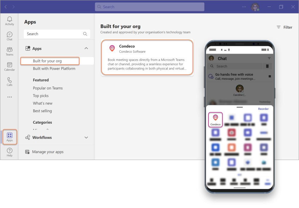 Condeco app for Microsoft Teams Central deployment Condeco Admin