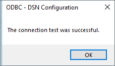 The connect test was successful message