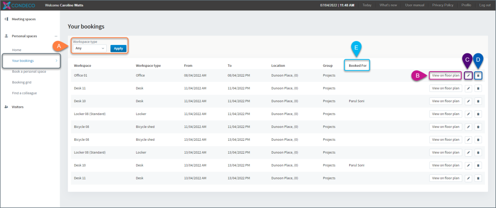Your Bookings Condeco Admin And User Guide Workspaces