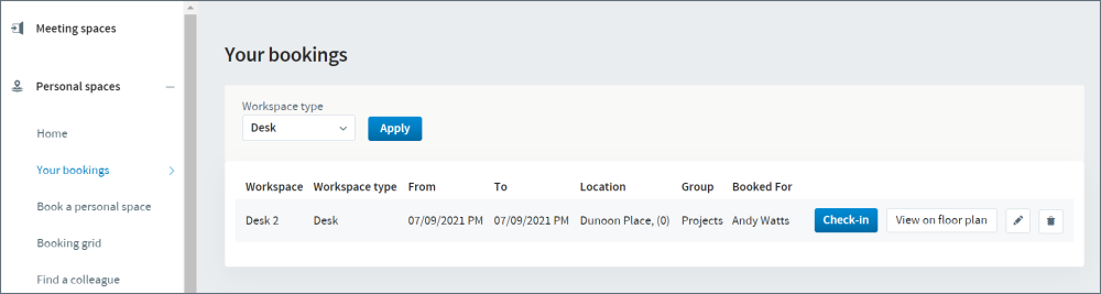 Check in And Release Condeco Admin And User Guide Workspaces