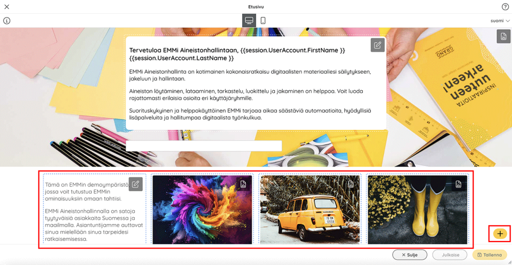 Widgetin lisäys