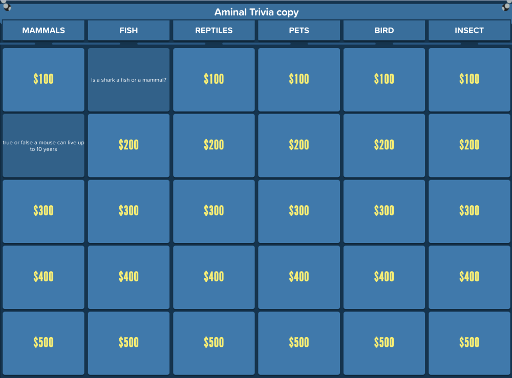 Display Question on Game Board Tile