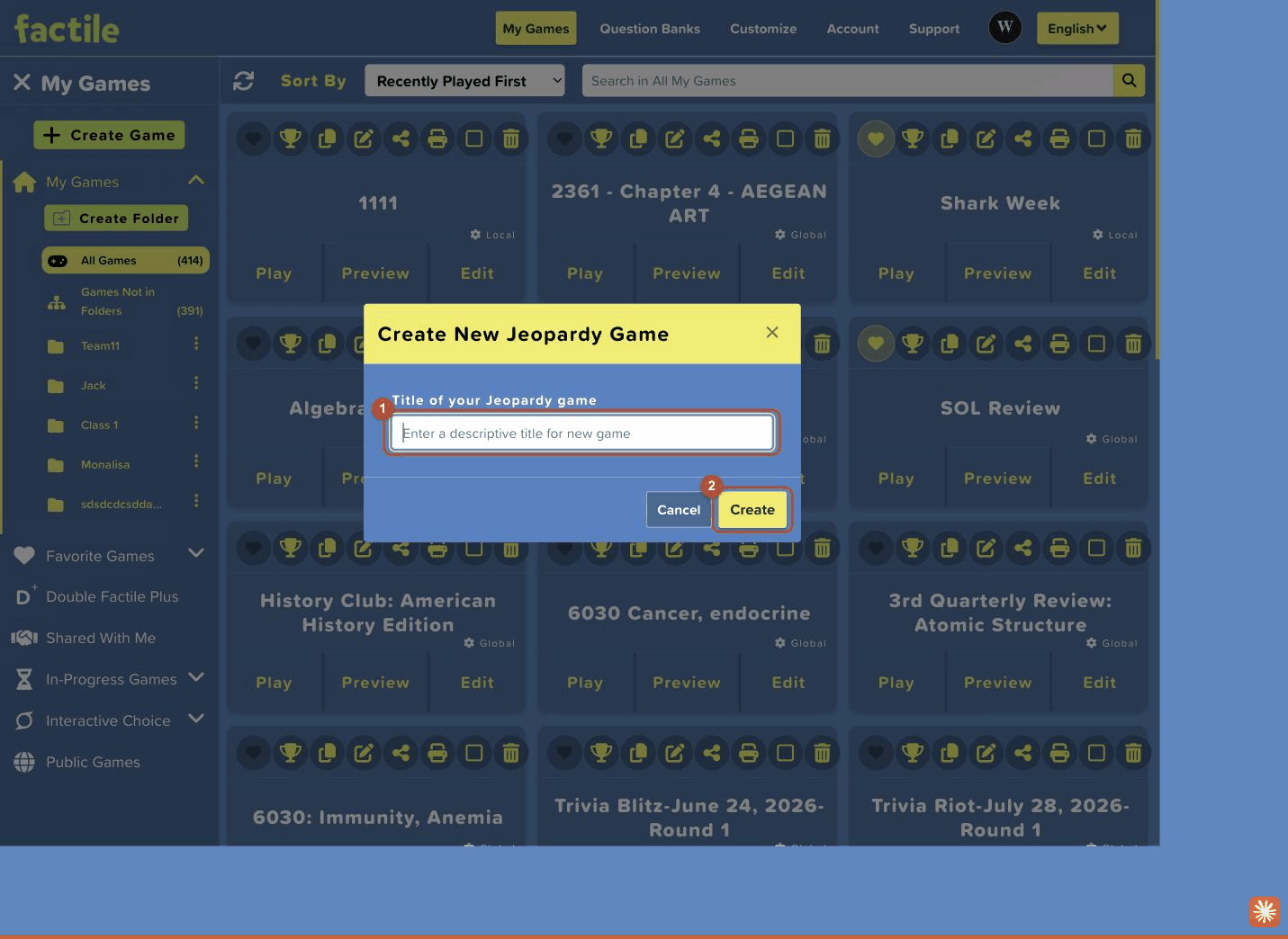 Factile Join Code Creating Games - Factile User Doc - 1
