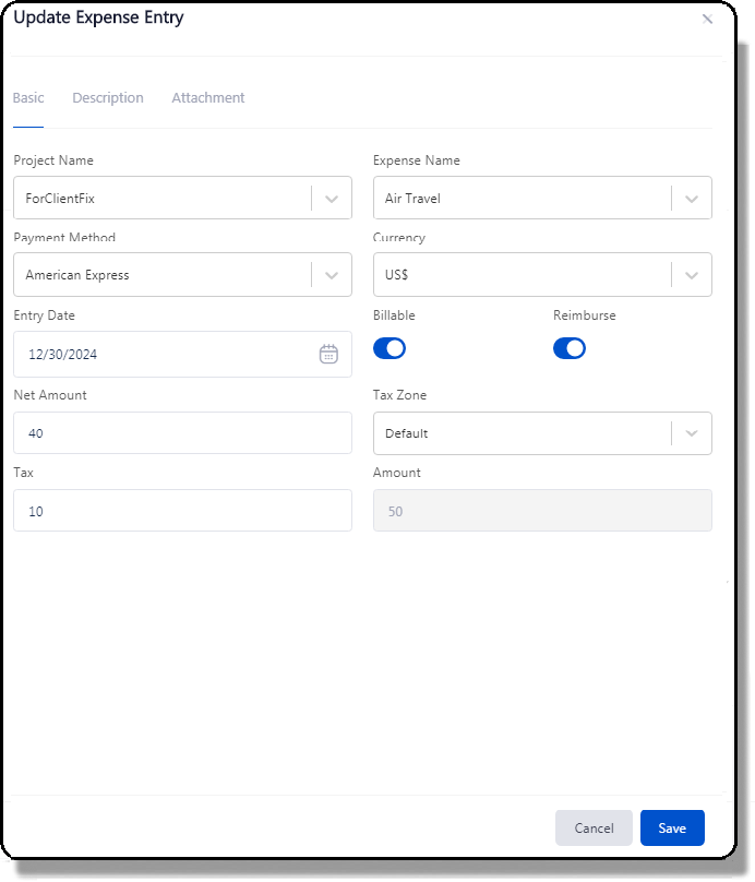 Expense Entry - TimeLive Help - 1