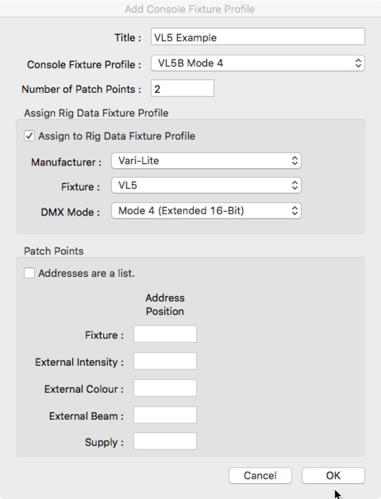 Add Console Fixture Profile