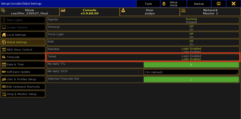 Global Settings Page