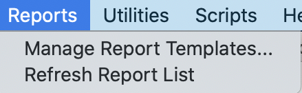 Reports Menu Items
