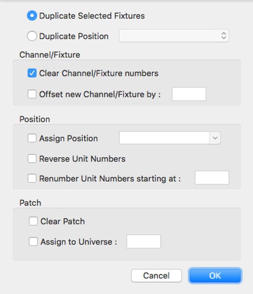 Duplicate Fixtures Dialog