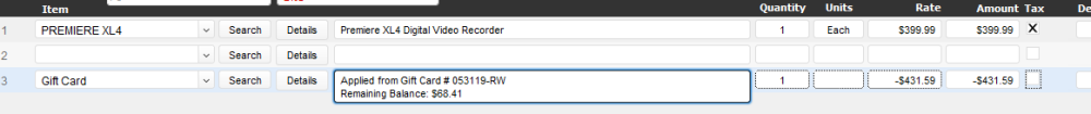 Gift Card Applied with Remaining Balance Gift Card Applied with Remaining Balance