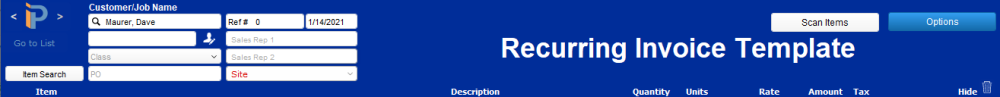 Recurring Invoice Header Recurring Invoice Header