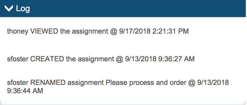 Assignment Log Assignment Log