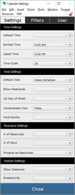 User Settings User Settings
