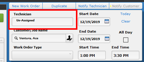 Un-Assigned Technician Un-Assigned Technician