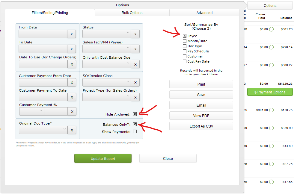 Commission Options Commission Options