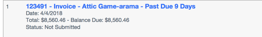 Invoice showing as Invoice showing as