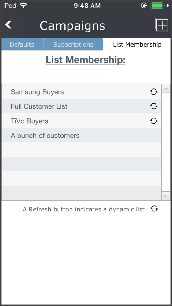 Mobile: Campaign List Membership Mobile: Campaign List Membership