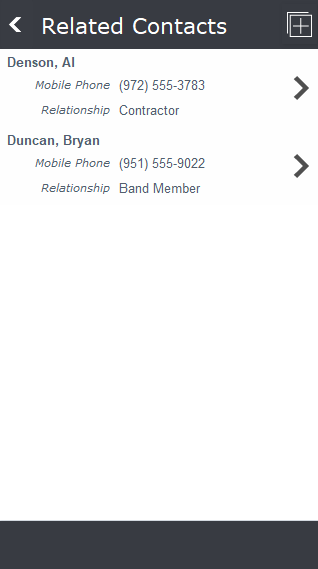 Mobile: Related Contacts Mobile: Related Contacts