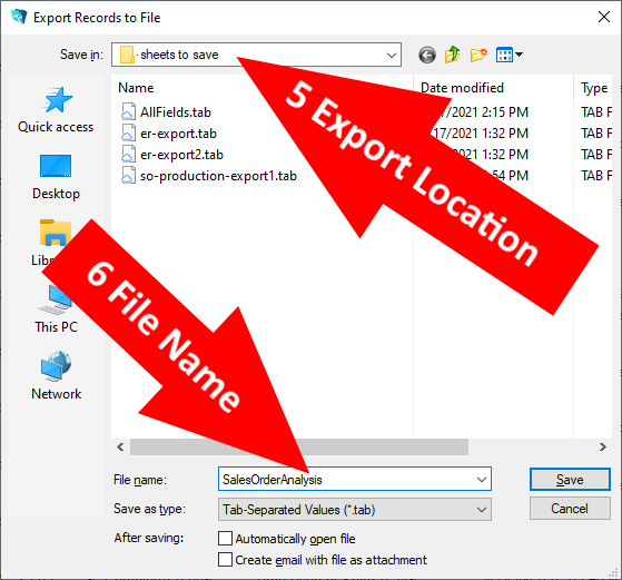 Export Records: Location & File Name Export Records: Location & File Name