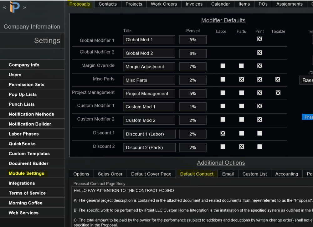 Edit Default Contract