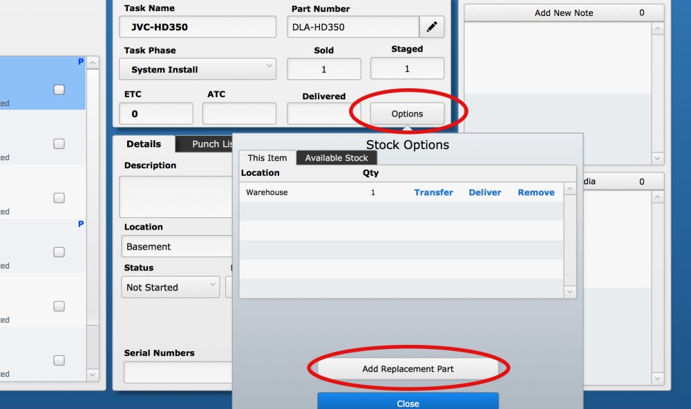 Add a Replacement Part to the Work Order add replacement part