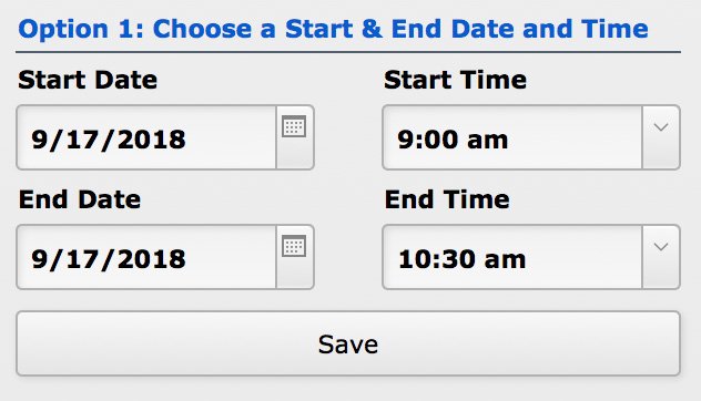 Choose a Start and End Date and Time option 1