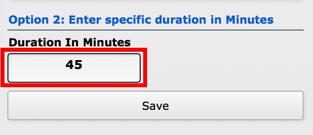 Enter a Specific Duration of Minutes enter minutes option 2