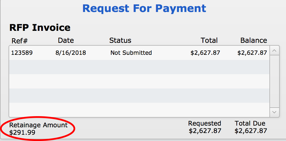 Retainage Amount Retainage Amount