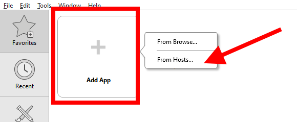 Add App "From Host..." Add App "From Host..."