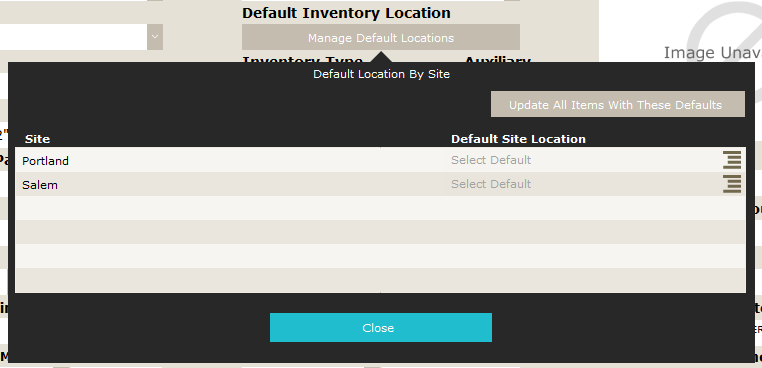 Item Default Location By Site Item Default Location By Site