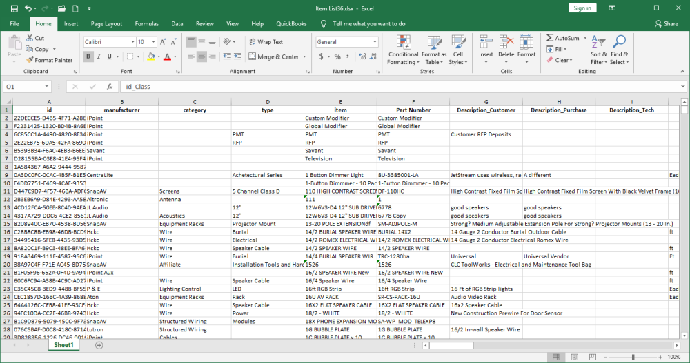 Items List: Excel to Excel