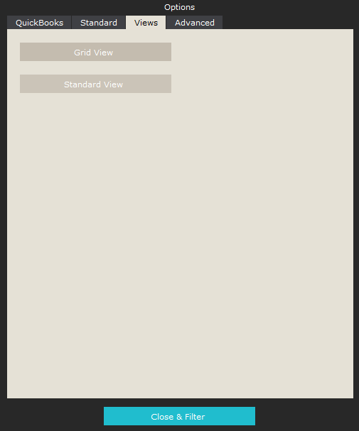 QB Sync Options: Views QB Sync Options: Views