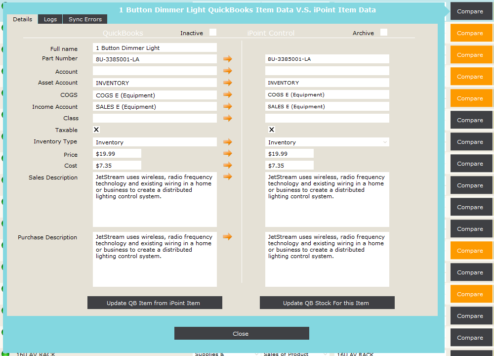 QuickBooks Sync List: Compare QuickBooks Sync List: Compare