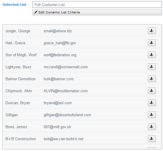 Dynamic Sending List Details Dynamic Sending List Details