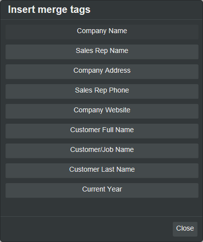 Template Merge Tags Template Merge Tags