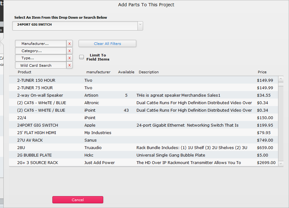 Add Parts Selection Add Parts Selection