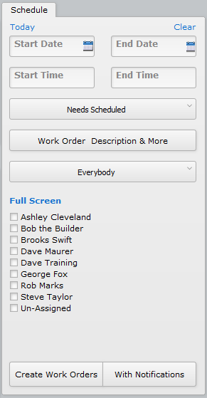 Schedule Work Order Schedule Work Order