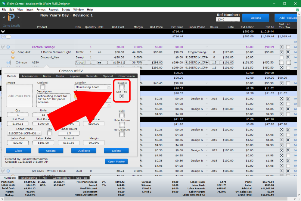 Designer: Item Details - Use Tax Designer: Item Details - Use Tax