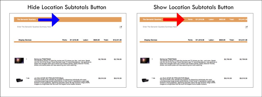 Hide/Show Location Subtotals Hide/Show Location Subtotals