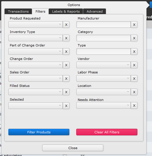 Product Options: Filters Product Options: Filters