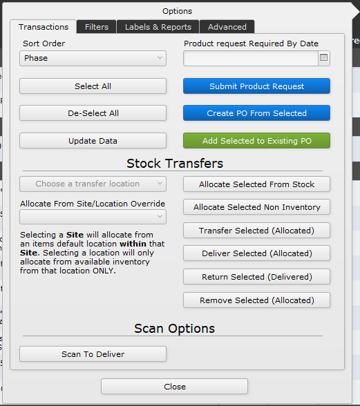 Product Options: Transactions Product Options: Transactions