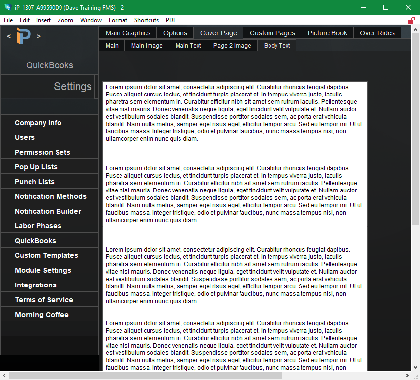 Cover Page: Body Text Cover Page Body Text