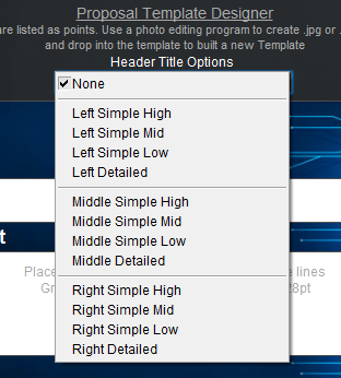 Header Title Options Header Title Options