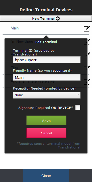 Edit Terminal Edit Terminal
