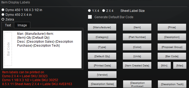 Item Display Labels Item Display Labels