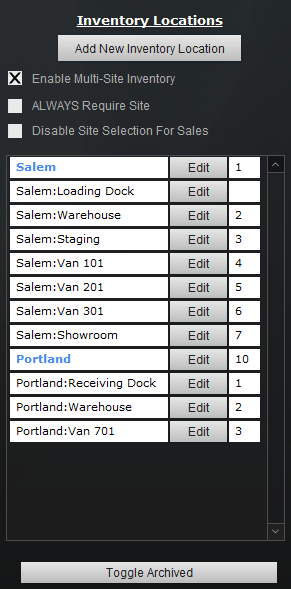 Inventory Locations Inventory Locations